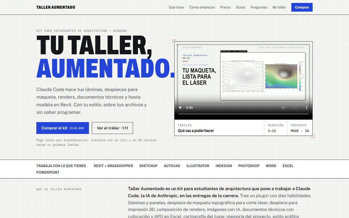 Portada de talleraumentado.com en computador
