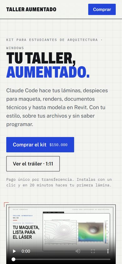 Portada de talleraumentado.com en celular